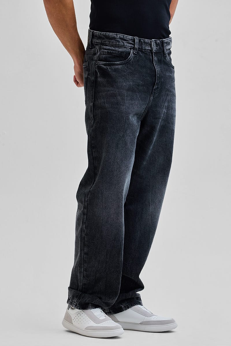 Men's Washed Wide Leg Denim Jeans